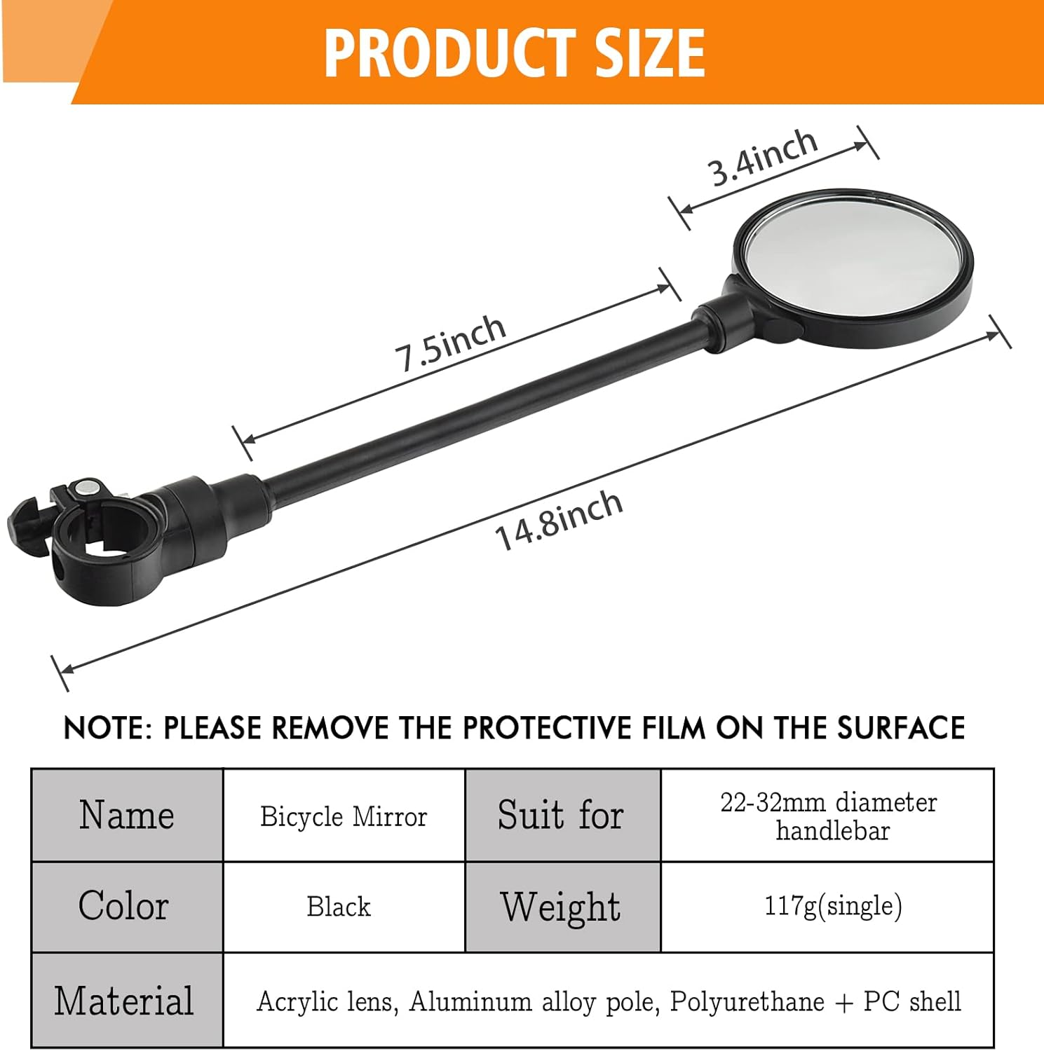 Bike Handlebar Mirror 2 Pack - Rotatable and Adjustable Wide Angle Rear View Shockproof Convex Mirror Universal for Bike Bicycle image number 5