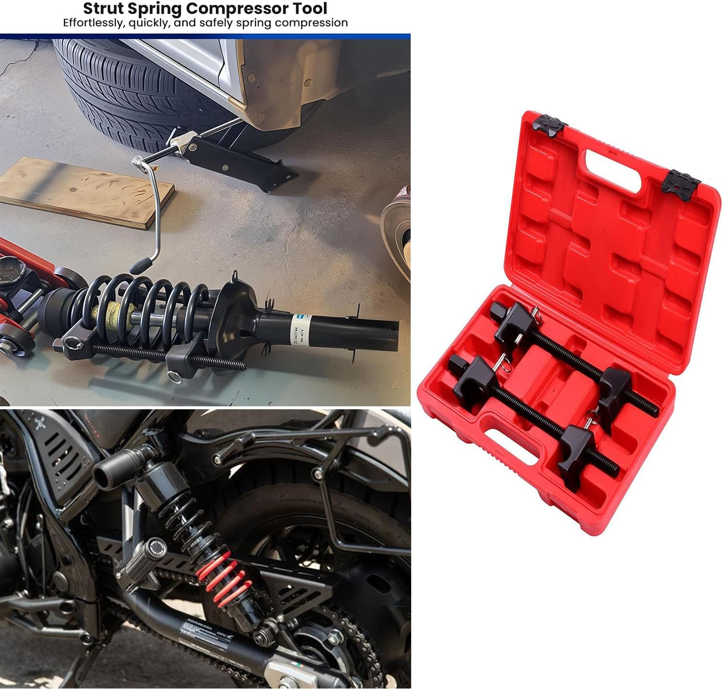 Coil Spring Compressor Tool Kit, 2-Pack Mcpherson Strut Spring Compressor Set with Heat-Treated Hooks, 1/2" Square Drive & 22Mm Hex Compatible, for Shock Absorber & Strut Replacement Tool image number 6