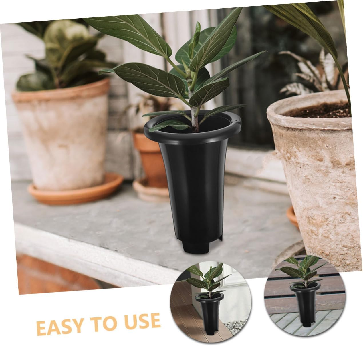 10Pcs Black Thickened Plastic Nursery Pots for Plants, Extra Large round Orchid Containers with Drainage, Suitable for Indoor Gardening and Plant Cultivation image number 2