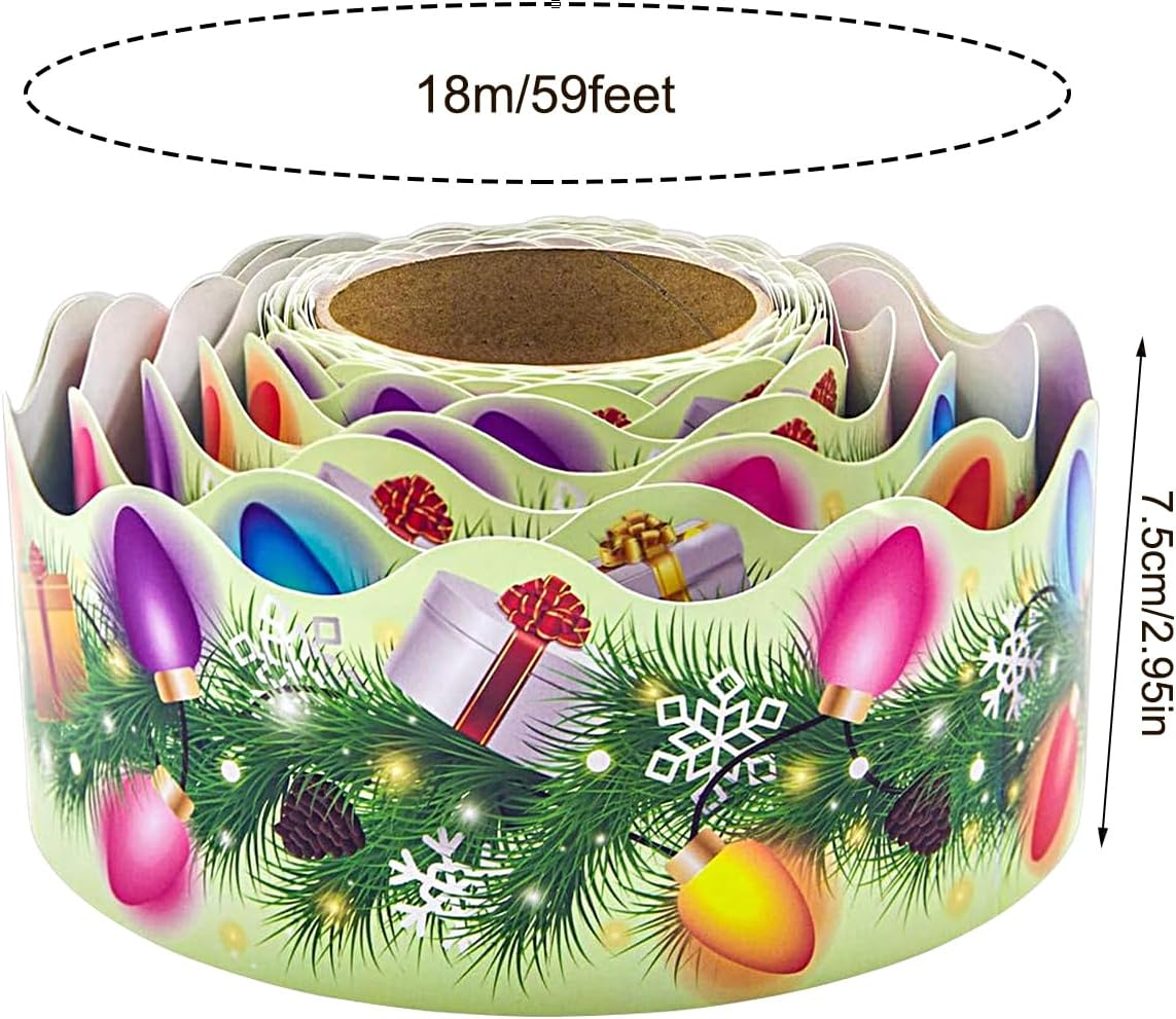 Christmas Pine Needles Classroom Board Border,59 Feet Christmas Bulletin Board Border - Home Decorations for Offices Holiday Walls Party Thanksgiving image number 2