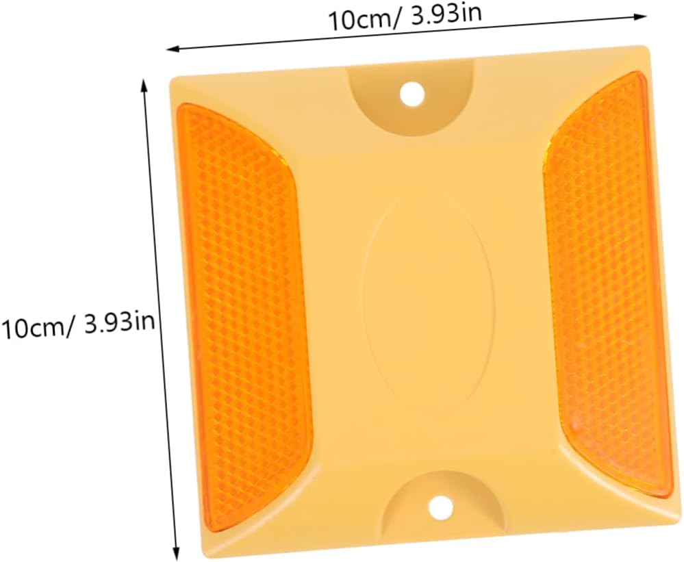 4 Pcs Yellow Dual-Sided Reflective Road Studs Abs Raised Pavement Markers for Driveway Entrance Night Visibility Car Safety Markers Outdoor Highway Reflectors image number 5