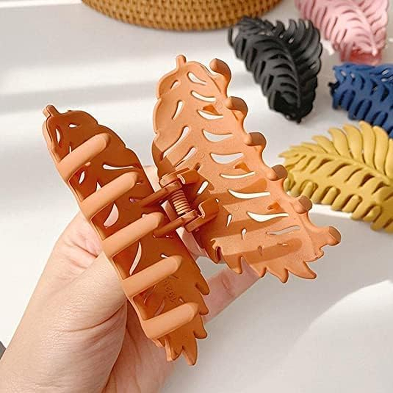 Hair Clamps Leaf Shaped Many Teeth Big Claw Clips 3.5 Inch Non Slip Leaves Hair Catch Barrette Jaw Clamp Hairpins for Women Girls Thin Thick Hair image number 1