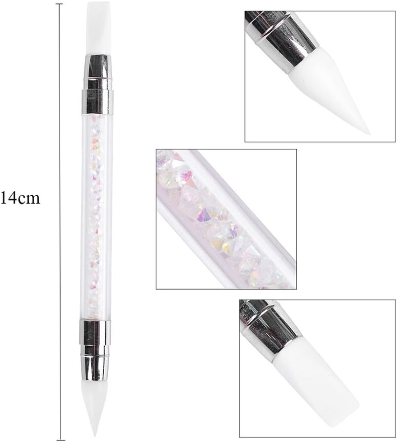 Oimzzr 1Pc Rhinestones Handle Emboss Nail Art Pen Silicone Nail Carving Brush Glitter Picker Nail Brushes Powder Picking Tools image number 5