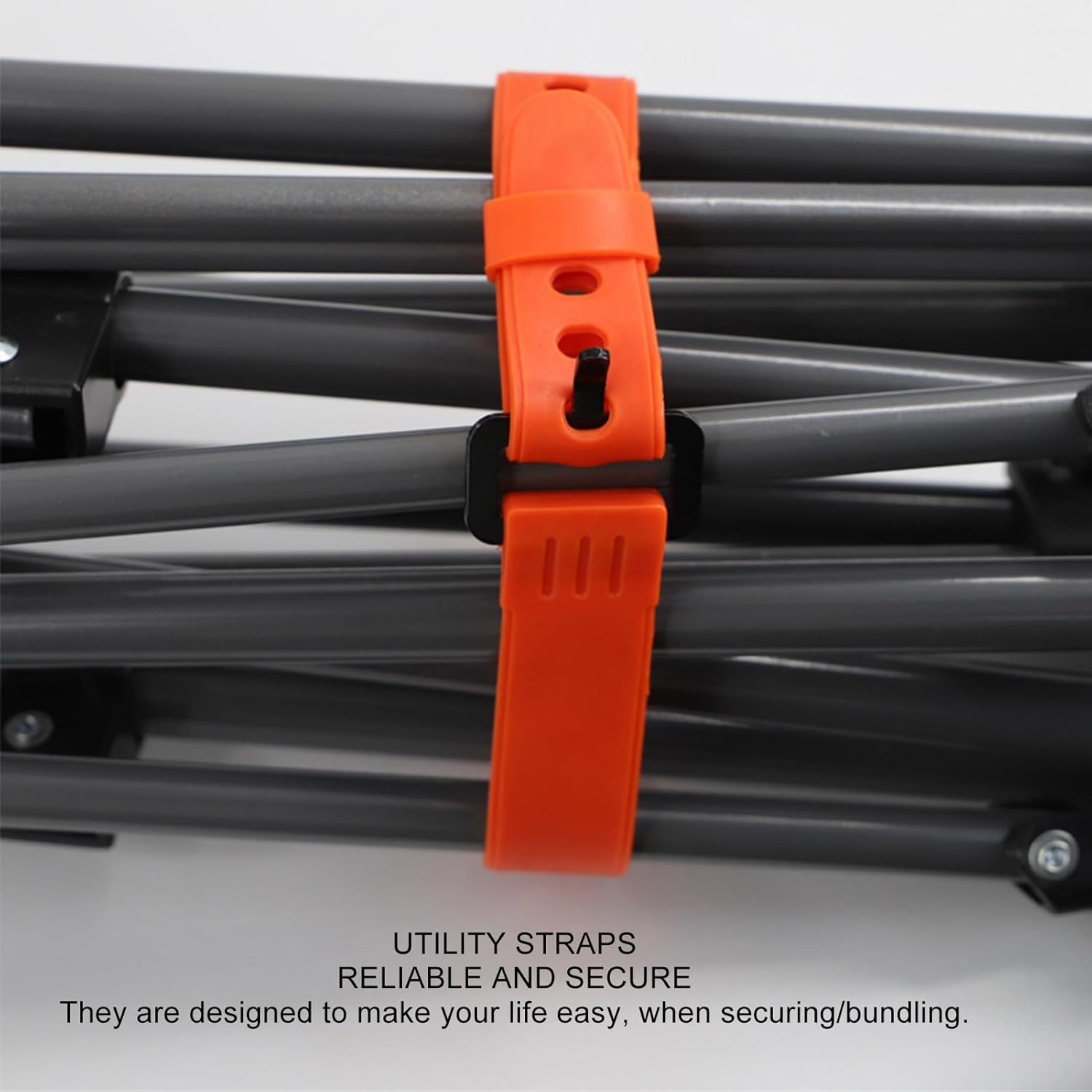 Tension Straps, Lightweight Multi Purpose Securing Sturdy Buckle 3Pcs Rubber Lashing Straps for Camping Gear (Orange) image number 6