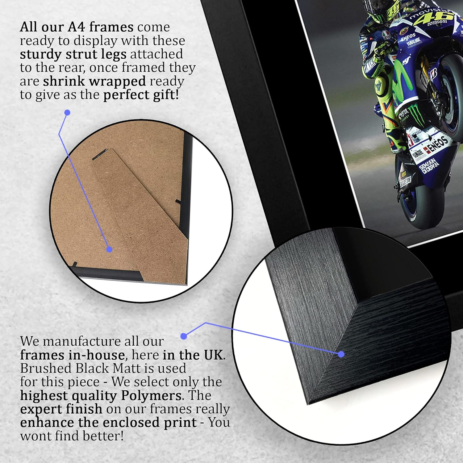 HWC Trading FR Valentino Rossi Gift Signed FRAMED A4 Printed Autograph Superbikes Motogp Gifts Print Photo Picture Display image number 4