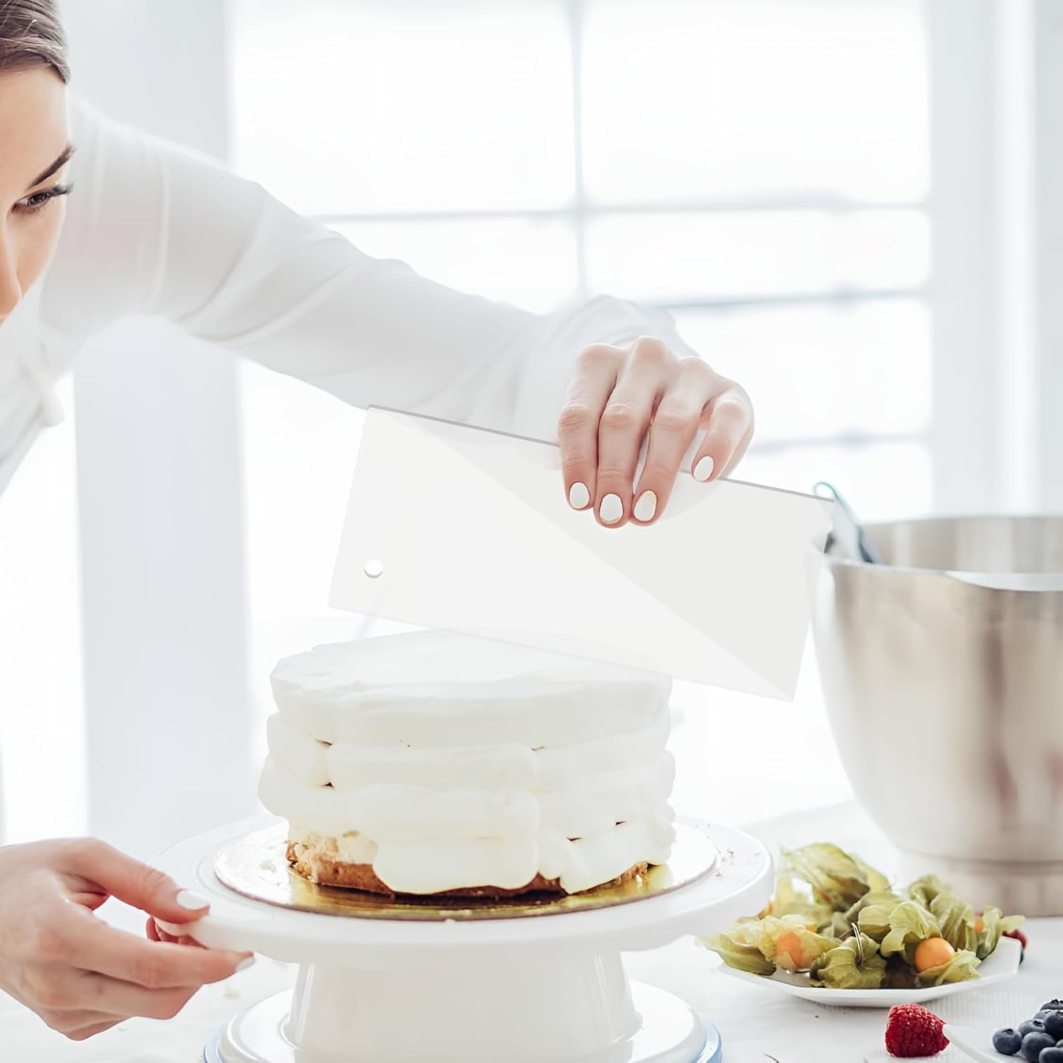 NILLOS Cake Decorating Comb, 6 PCS Clear Cake Scrapers Set for Cake Contouring, Detailing (6 Kinds) image number 3