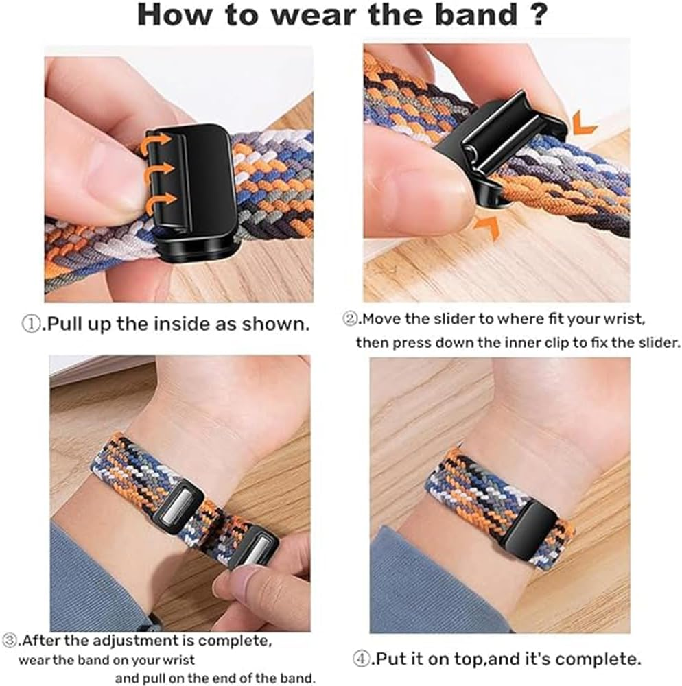 Magnetic Replacement Strap for Huawei Band 10 / Band 9, Sports Wristband Watch Strap, Nylon Bracelets for Huawei Band 8/10 - Denim Rainbow image number 5