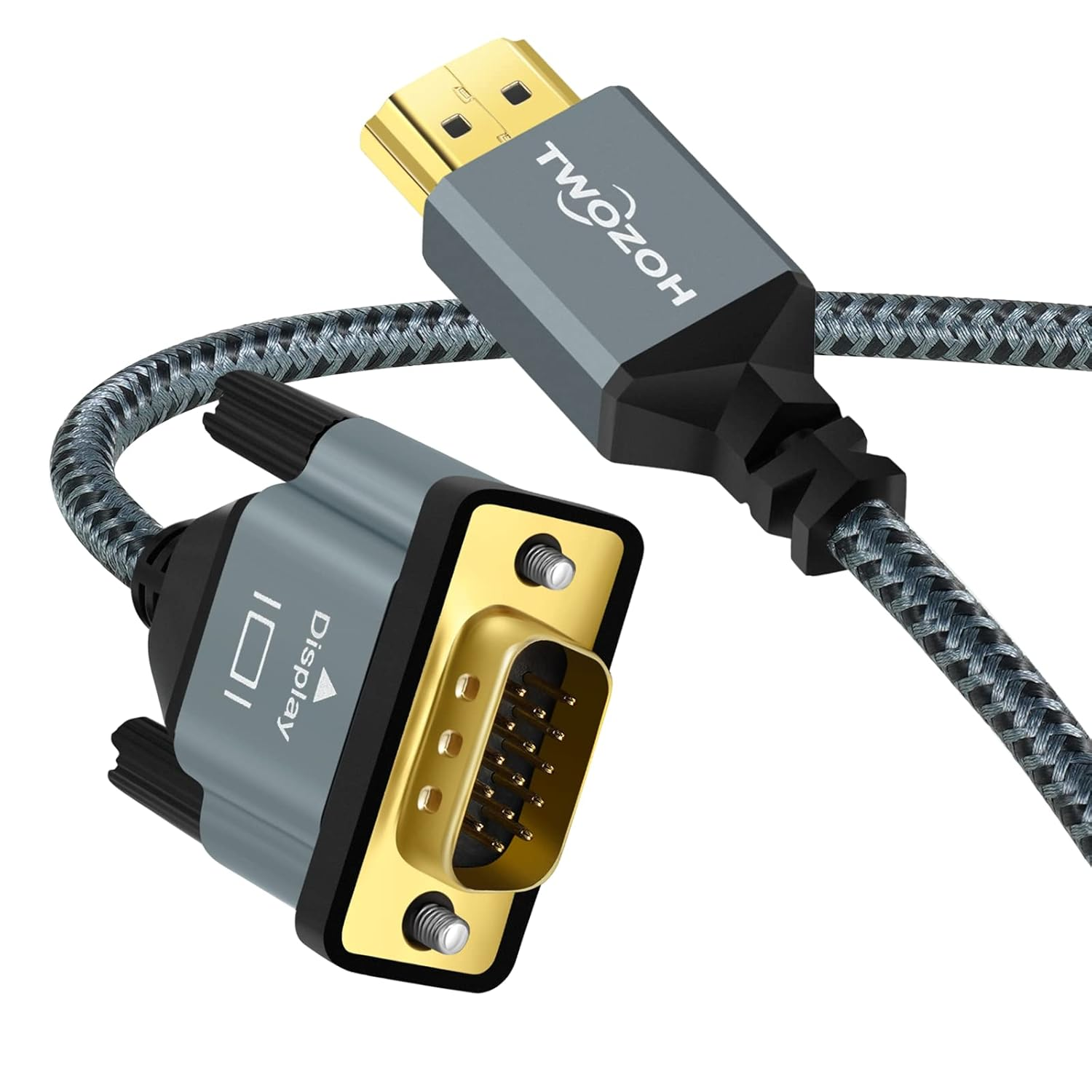 Twozoh HDMI to VGA Cable 3M. Aluminum Alloy Shell Nylon Braided & Gold-Plated Support 1080P/60HZ image number 2