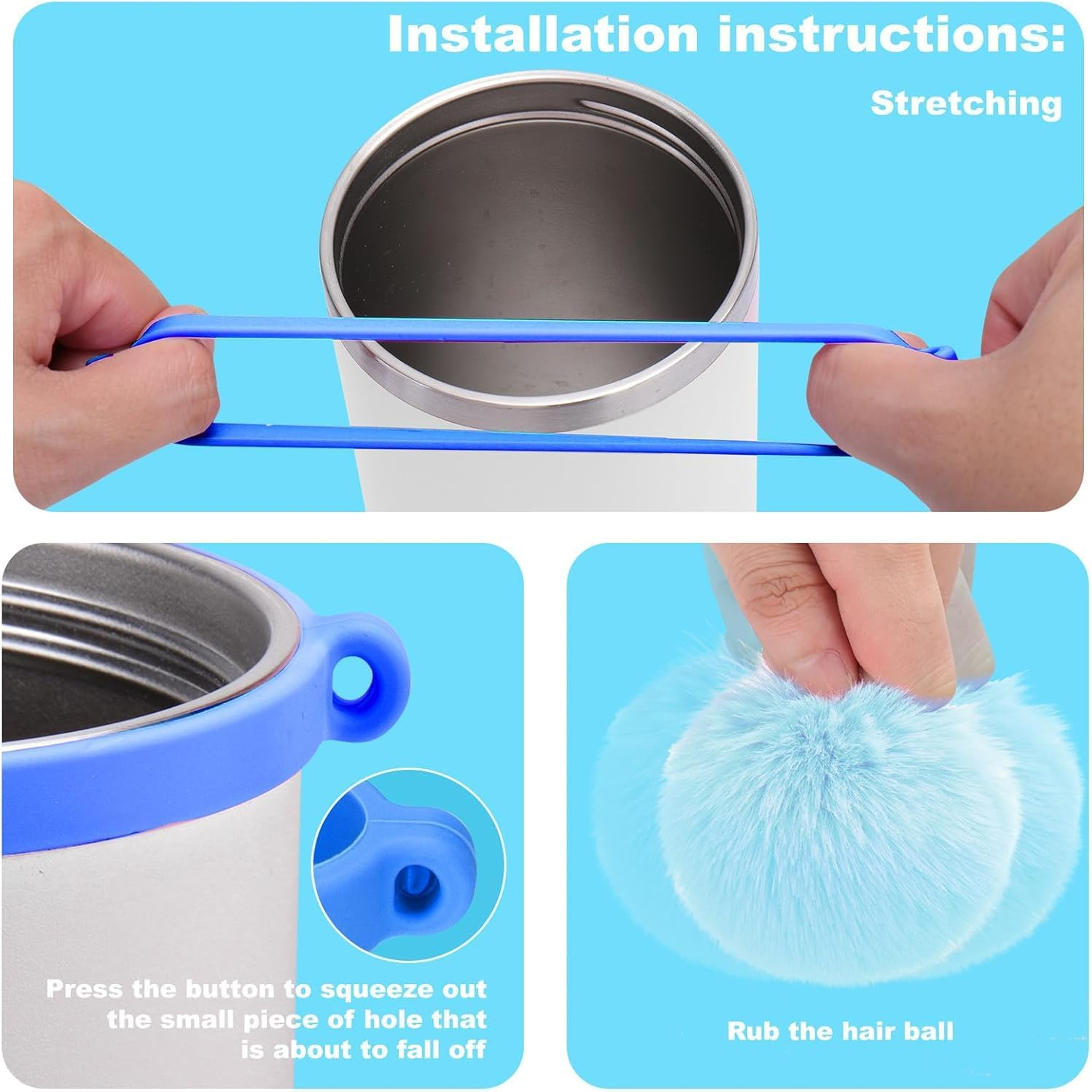 Stanley Cup Accessories Set, Stanley Accessories Including 2 Handle Carrier Straps, Siliocne Stanley Cup Boot, Siliocne Straw Cover, 2Stanley Charms for Stanley Cup 40Oz & 30Oz Tumbler- Blue image number 1