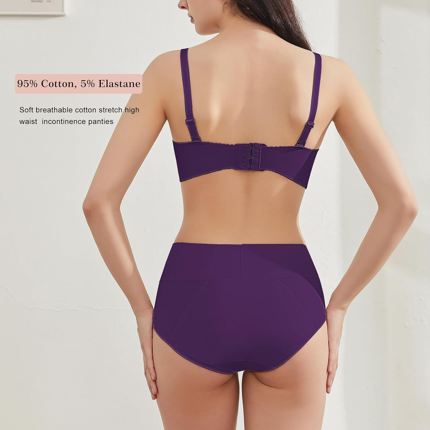 Washable Period Cotton Underwear,S-5Xl,Leakproof High Waisted Panties for Absorbency Incontinence,Menstrual,Postpartum (Black/Purple/Red, Large) image number 1