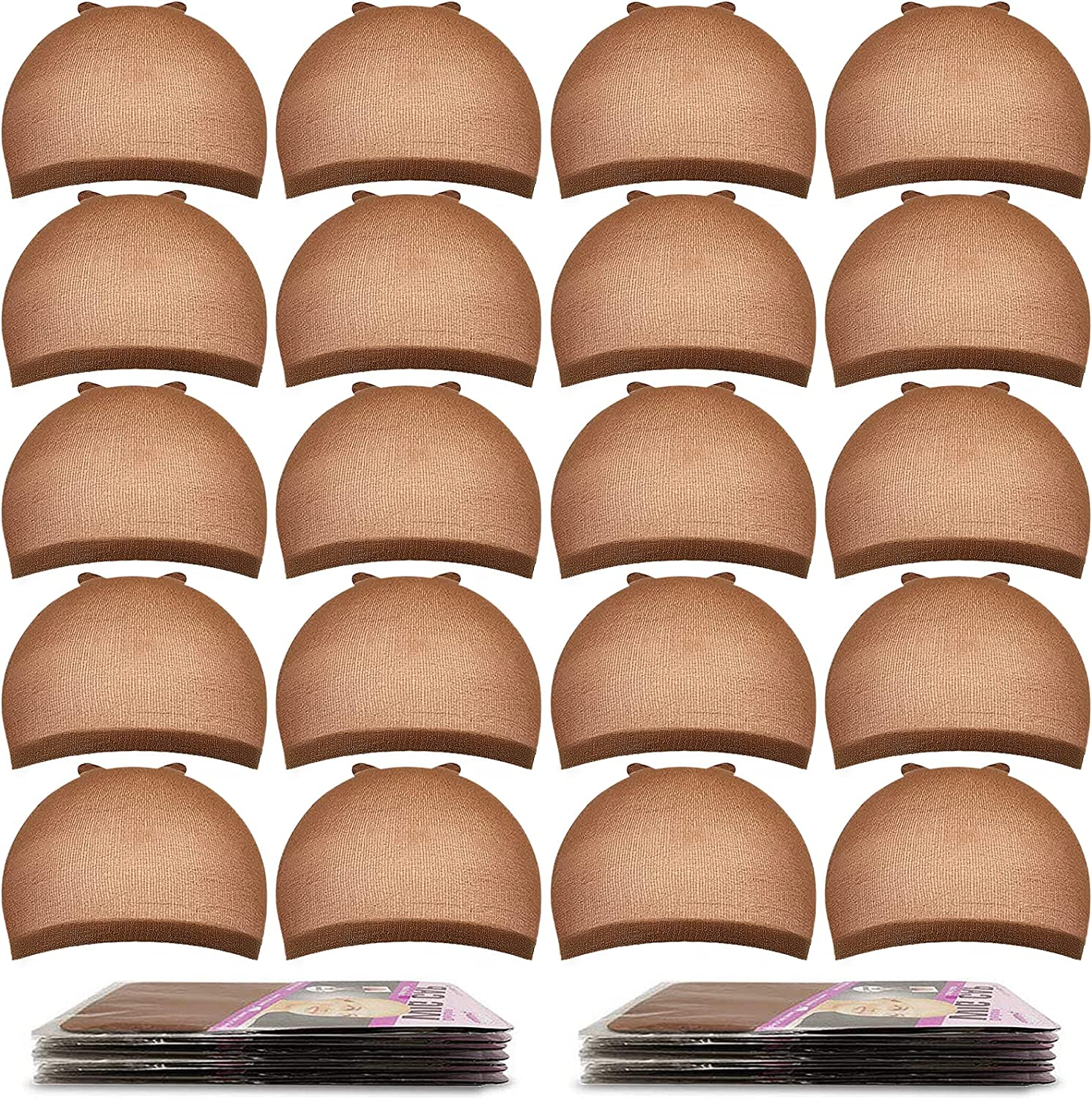 MORGLES 20Pcs Stretchy Nylon Wig Caps Stocking Caps for Wigs Wig Caps for Women Man-Black