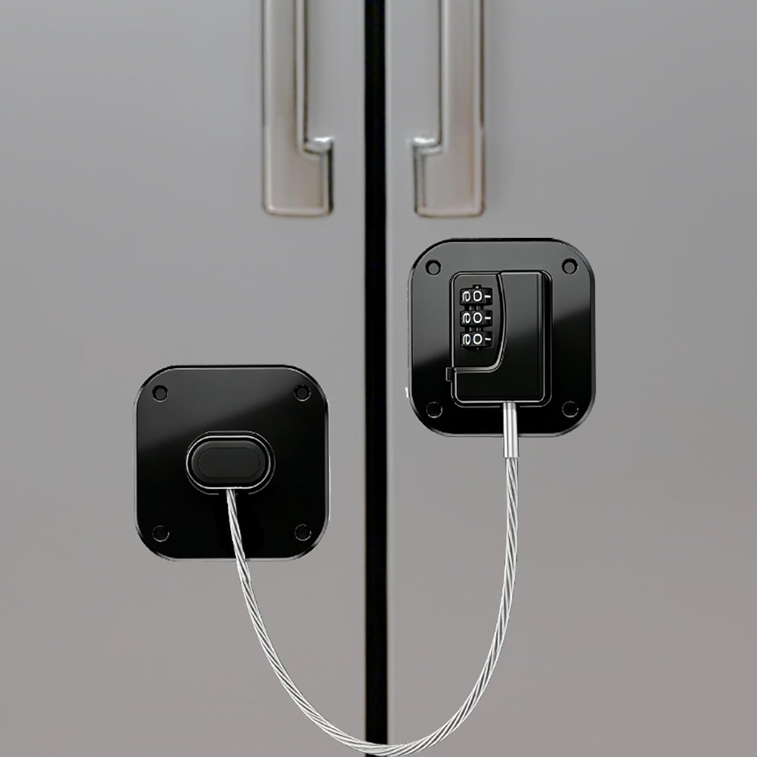 Yxvyxymyxxg​ Heavy Duty Refrigerator Lock - 1 Pack Combination Lock for Cabinets, Drawers and Cupboards, No Drill Installation & Keyless Child Safety Device(Black) image number 1