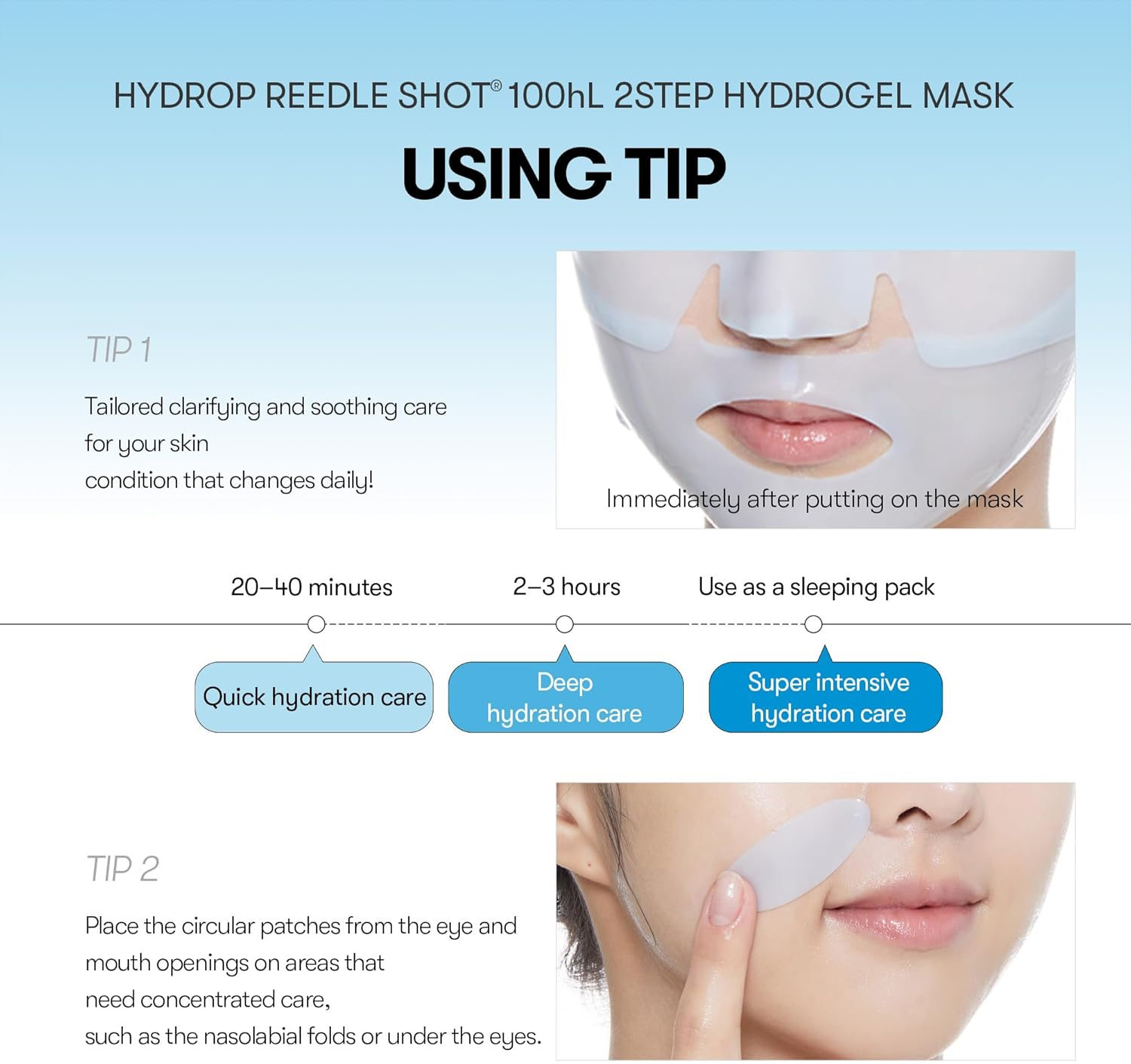 VT COSMETICS Hydrop Reedle Shot 100Hl 2-Step Hydrogel Mask, Intensive Hydrating, Exosome Hyaluronic Acid Face Mask, Dewy & Glass Skin, Overnight Melting Mask, Korean Facial Mask, 34.5G - Pro Cica image number 3