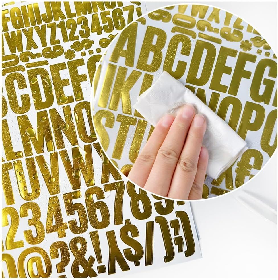 Wanfoou Gold Letter Stickers, 10 Sheets, Self-Adhesive, Classic Style, Alphabet & Number Stickers for DIY Crafts, Greeting Cards, Wedding Invitations, Etc.