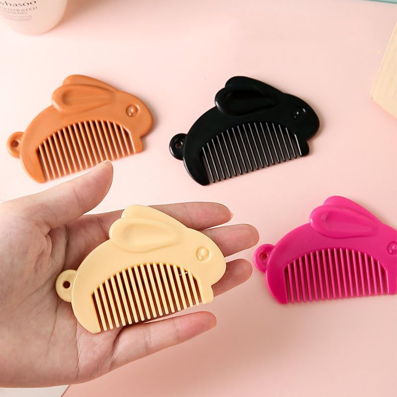 Ximimark 4 Pc Solid Color Lovely Rabbit Shaped Comb Portable Hair Comb Easy to Carry Easter Bunny Hair Styling Tool for All Type of Hair image number 5