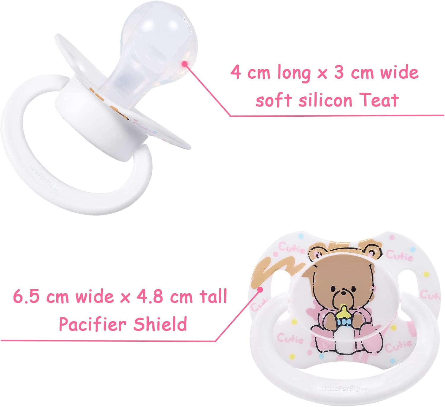 Littleforbig Bigshield Generation-Ii Big Sized Pacifier Cuties Pattern White Bear image number 1