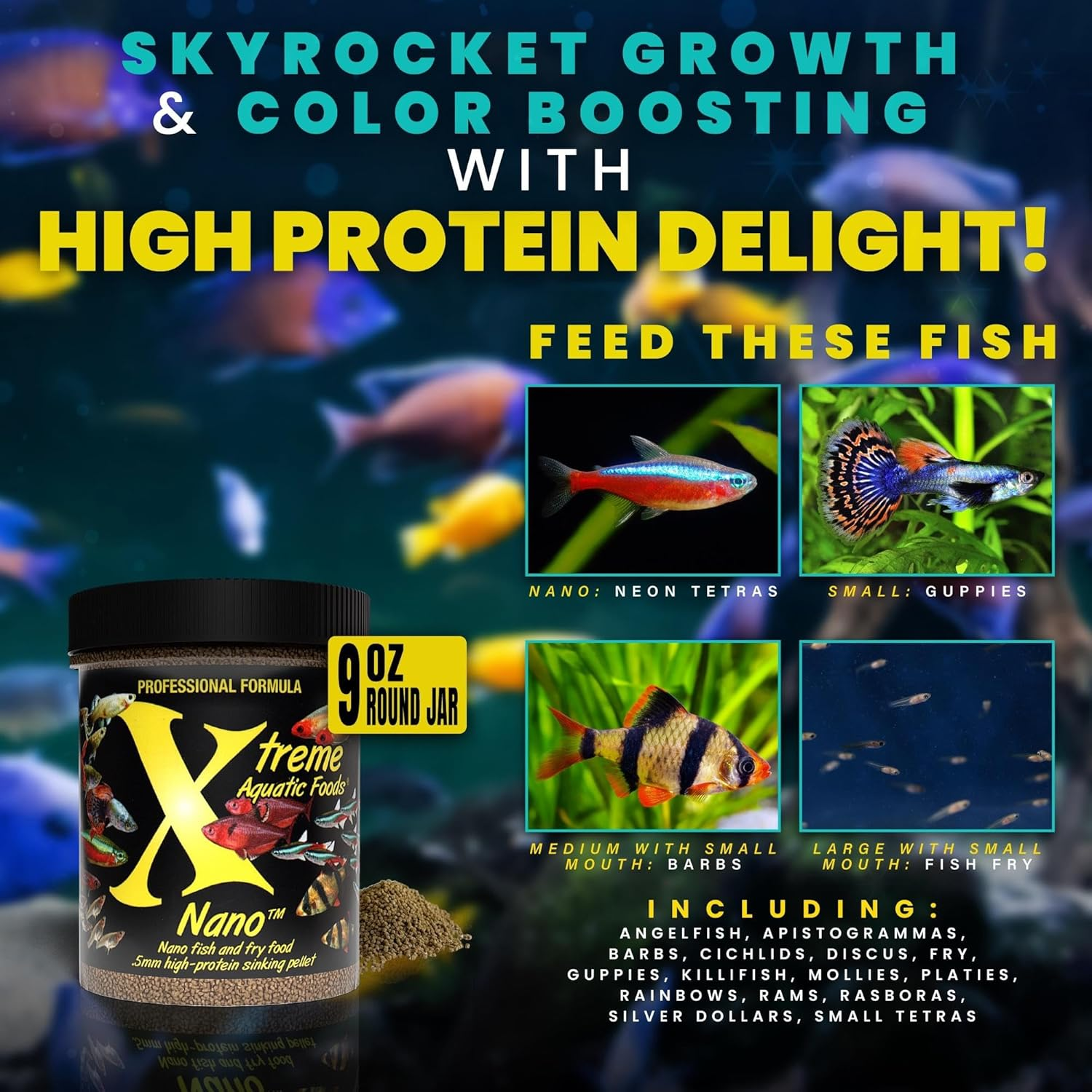 Xtreme Aquatic Food Nano 0.5Mm High-Protein Sinking Pellets for All Nano Fish and Fry 255 Grams (9Oz) image number 4