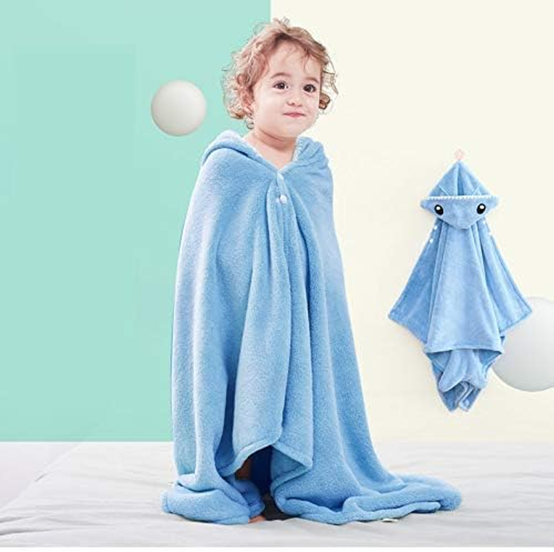 Shark Hooded Bath Towel Poncho for Kids, Ultra Soft Towel Wrap, Extra Large Size 28X55 Inch, Absorbent Bathrobe &ndash; SZTTY (Blue)