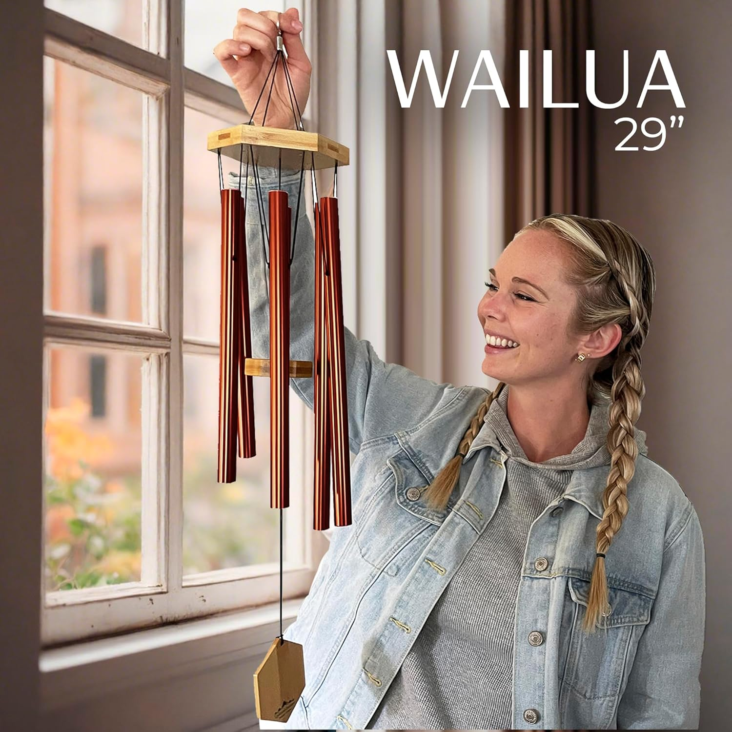 Wind Chimes for People WHO like Their Neighbors Soothing Melodic Tones & Solidly Constructed Bamboo/Aluminum Chime Great as a Quality Gift or to Keep for Your Own Patio Porch Garden or Backyard. image number 5