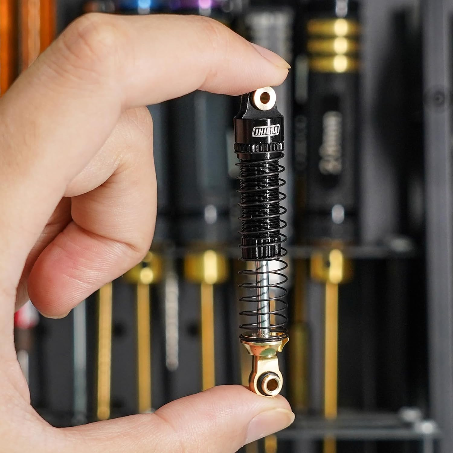 INJORA 59Mm Shocks Long Threaded-Brass & Aluminium Shock Absorber Oil Damper for TRX4M TRX4MT 1/18 RC Crawler Upgrade image number 4