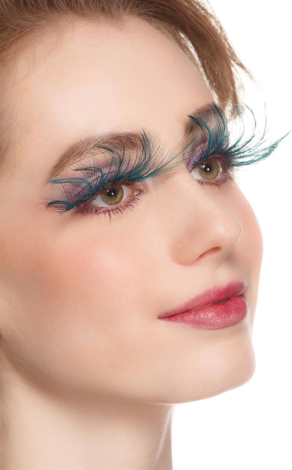 Dorisue Double Lip Black with Green One Pair Feather Eyelashes Extra Extension Halloween Green Feather Tip False Eyelashes Dance Halloween Costume image number 1