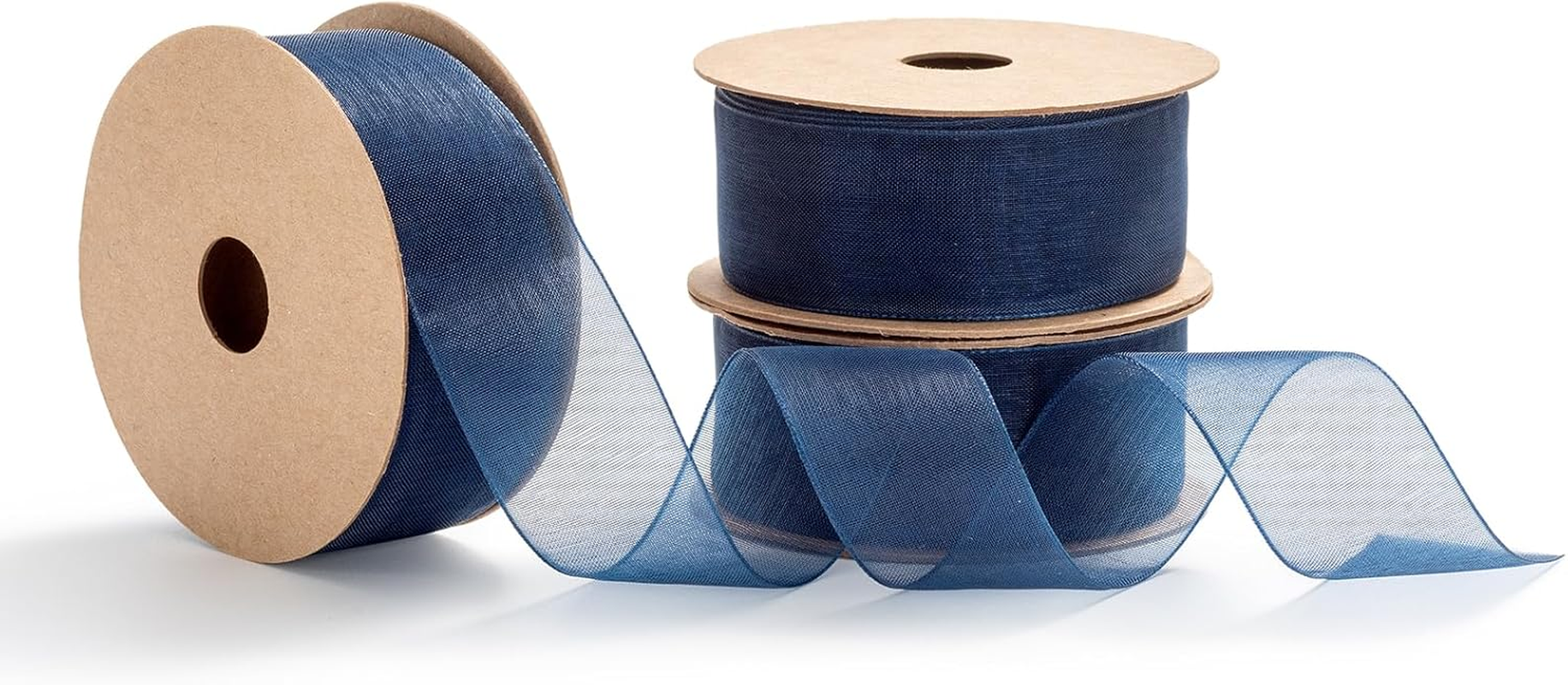 Organza Ribbon - Royal Blue & Navy Blue, 1 Inch X 10 Yd, Silk, Wedding Invitation image number 1