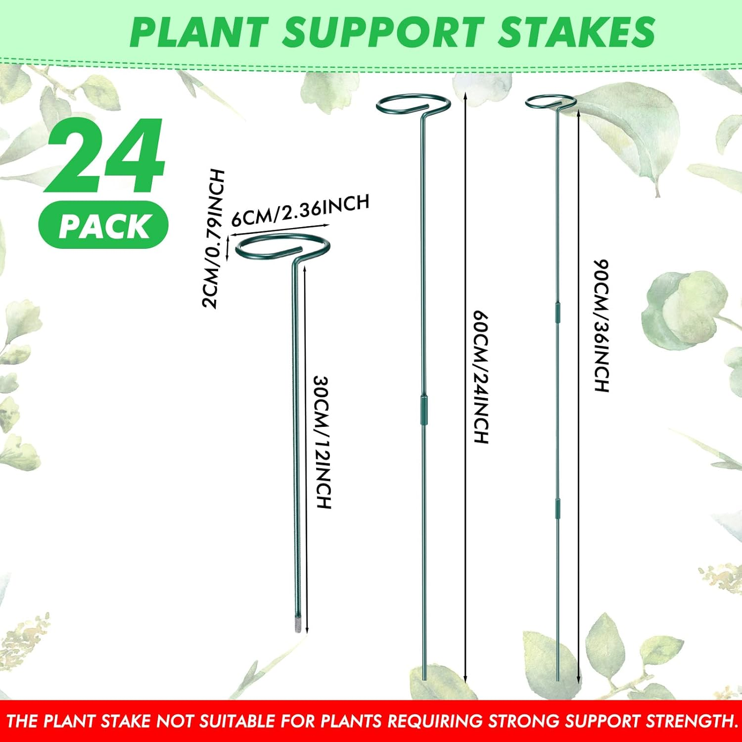 24 Pack Plant Support Stakes for Three Sizes(12 or 24 or 36 Inch) Metal Plant Support Sticks Support Stake Plant Stem for Flowers Amaryllis Tomato Lily Peony Rose Flower Narcissus(36 Inch) image number 6