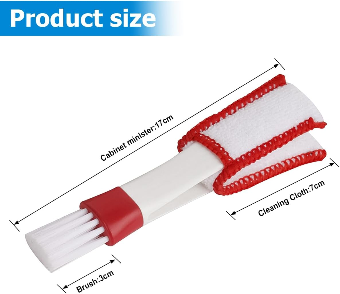 CGEAMDY Pack of 2 Car Cleaning Brushes, Mini Duster for Car Air Vents, Double Head Car Detailing Brushes, Car Interior Detail Brushes, Cleaning Brush for Air Vent (Red White) image number 2