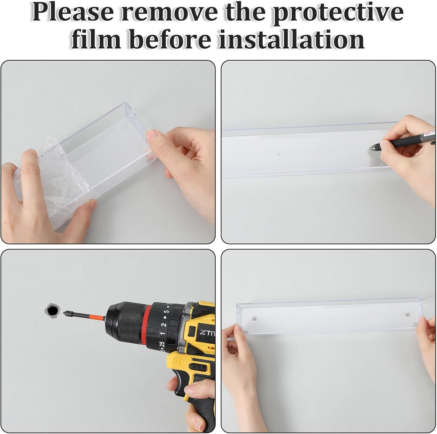 6 Packs Nail Polish Rack Wall Mounted Shelf, Clear Acrylic Shelves Nail Polish Holder Organizer Display, Hanging Acrylic Shelves for Paint Perfume Essential Oils Organizer, 12 Inch image number 2