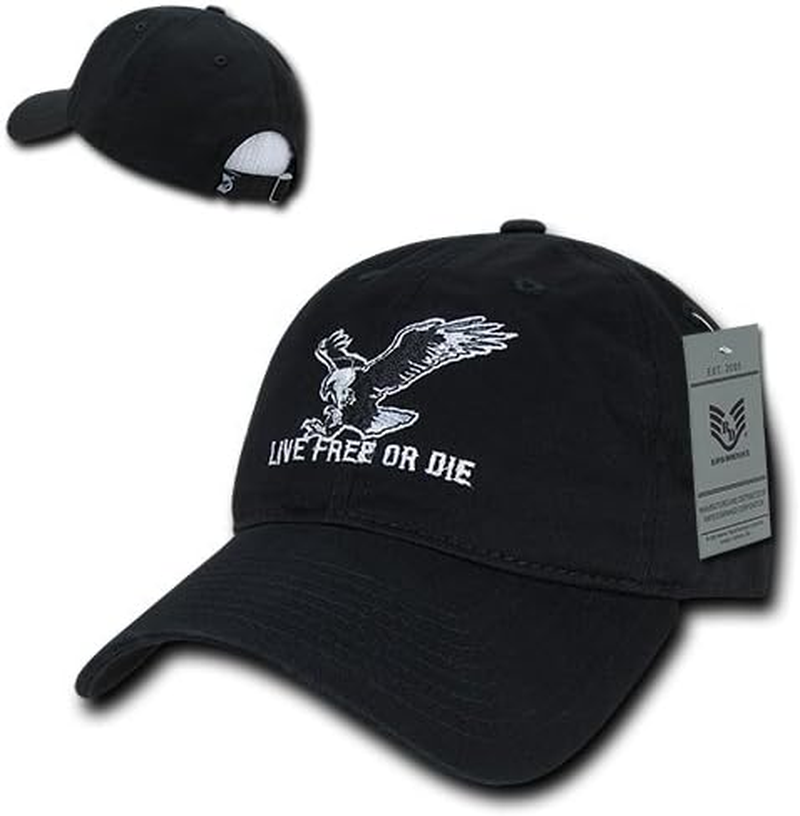 Rapiddominance Relaxed Graphic Cap with Live Free or Die