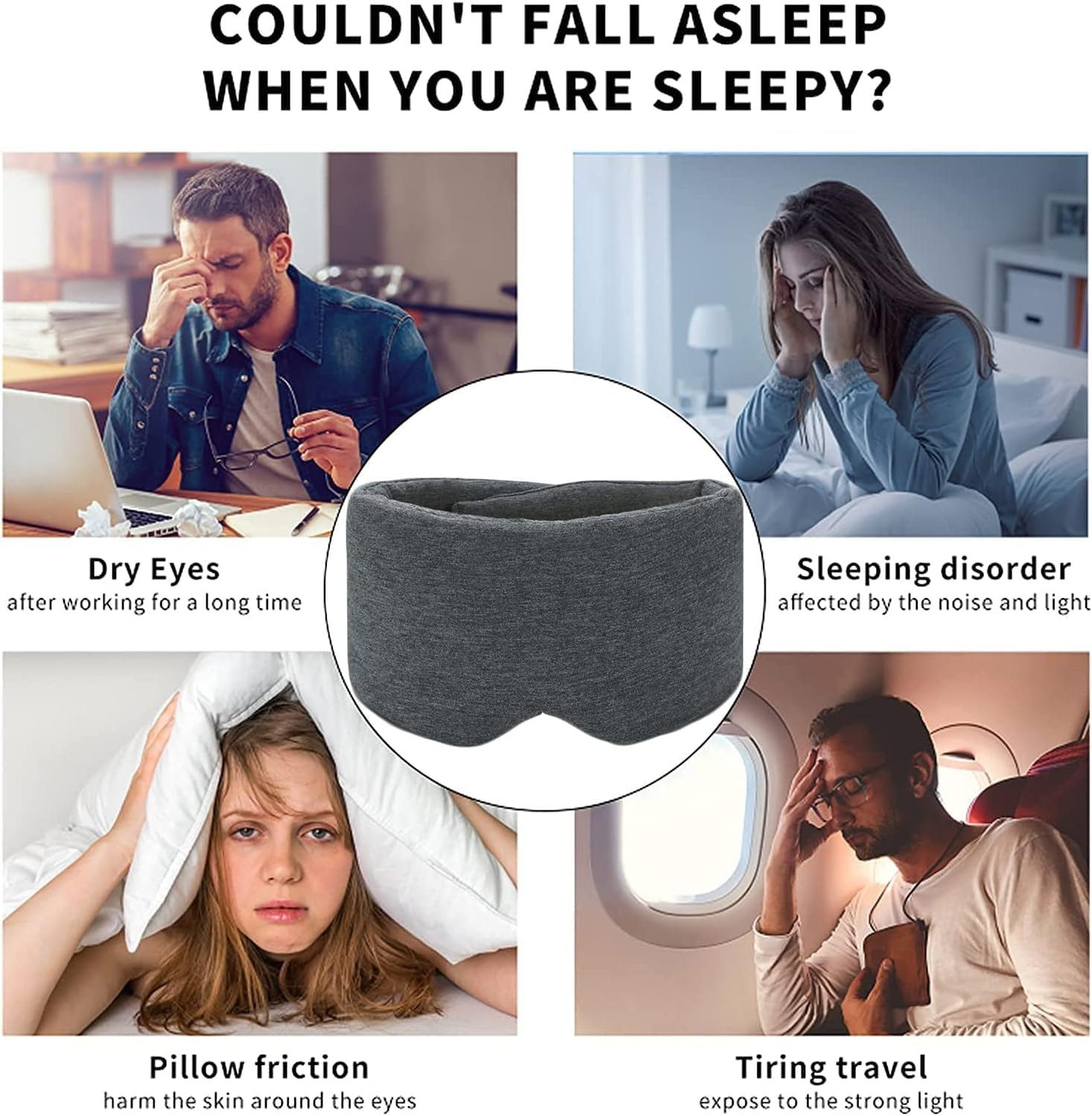 Sleep Mask for Men Women,100% Cotton with Fully Adjustable Strap, Light Blocking Eye Mask for Sleeping, Night Companion Eyeshade for Women Men Kid