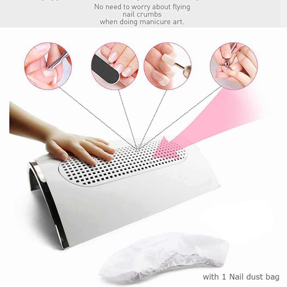 OWEITE Nail Dust Collector Powerful 80W Nail Dust Vacuum Cleaner Dust Extractor for Poly Nail, Acrylic Fan Vacuums Dust Suction Machine Manicure Salon Home Use image number 3