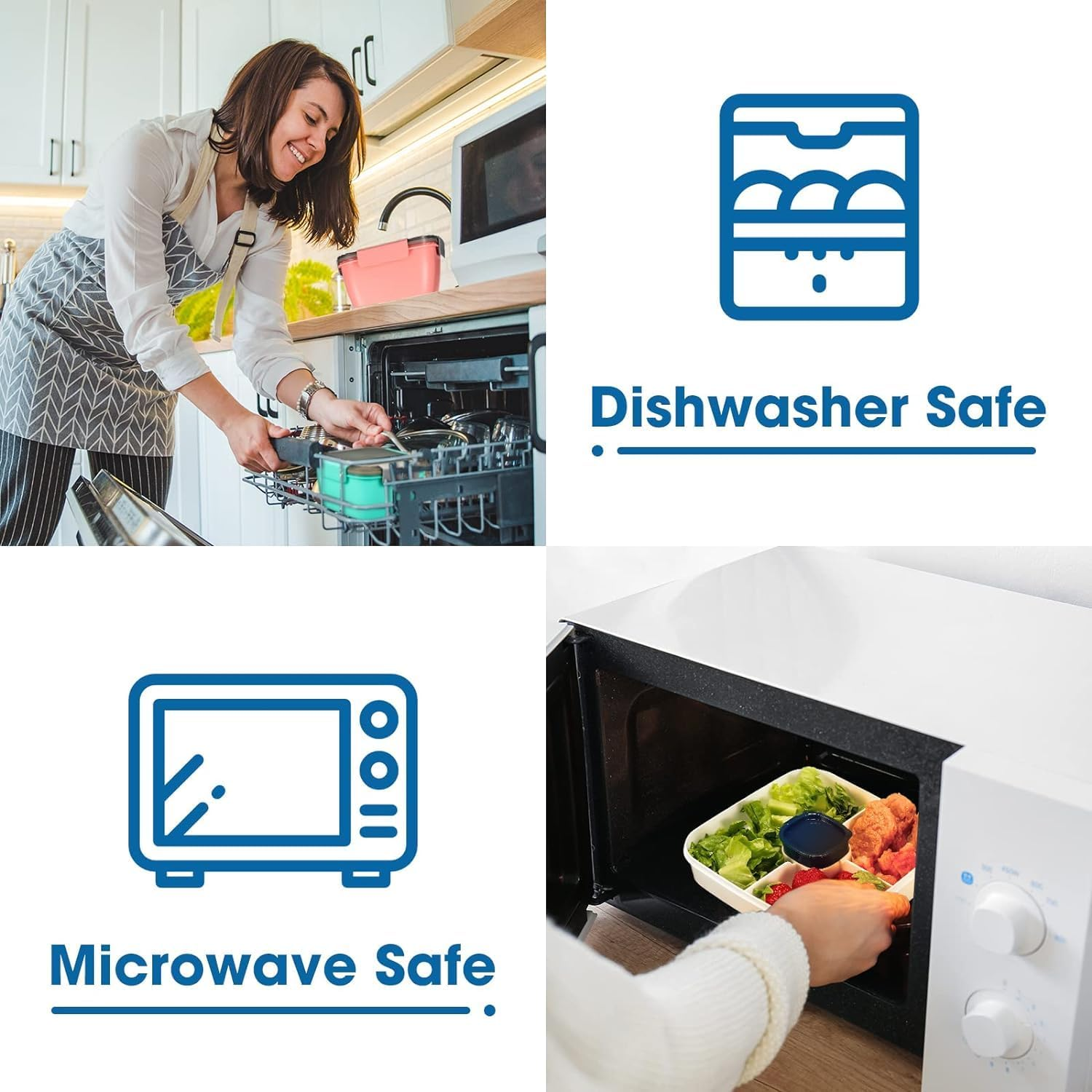 WADY Salad Bowls, Salad Lunch Container, Salad Bowls to Go for Lunch, Bento Style Food Storage with 3 Compartments for Salad, Sandwich, Snacks, Toppings & Dressing, Leak-Proof and BPA Free (Pink) image number 4