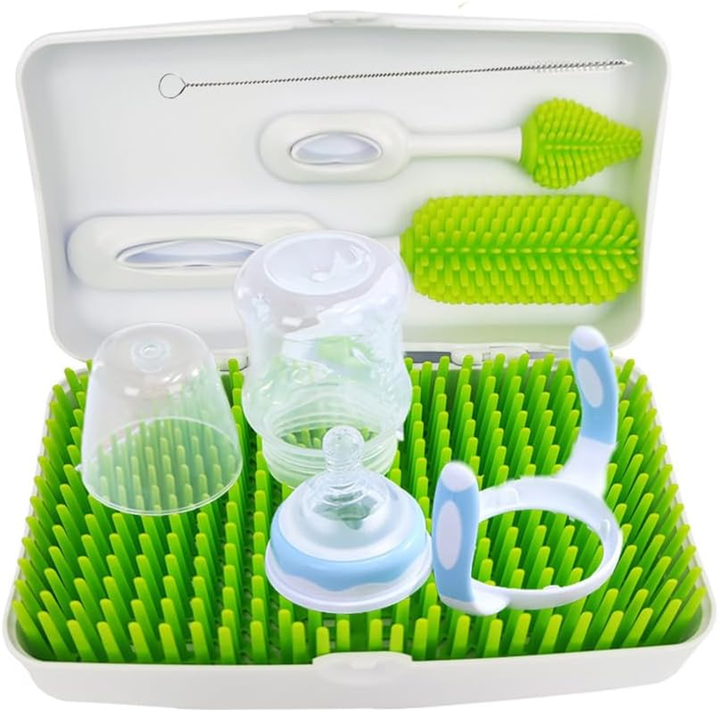 Baby Travel Bottle Drying Rack, Portable Baby Bottle Drying Rack for Working Mom or Camping with Baby,Travel Bottle Cleaner Kit,Baby Travel Gear,Baby Feeding Essentials -Spring Green image number 6