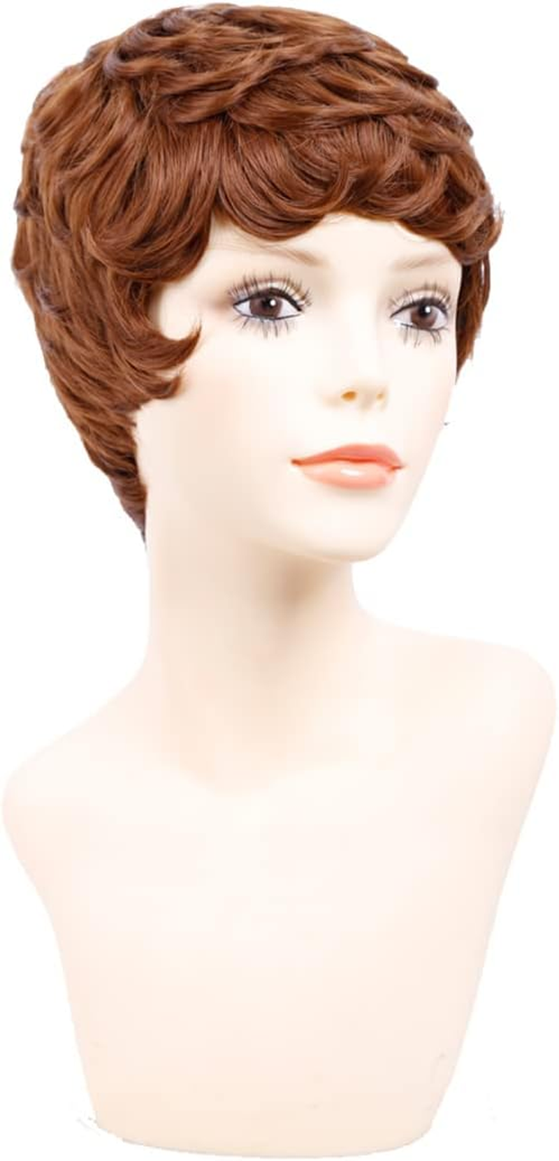 Synthetic Short Wigs for Women Black Short Wig Cosplay Short Curly Hair Drawstring with Combs inside #30 8Inches image number 3