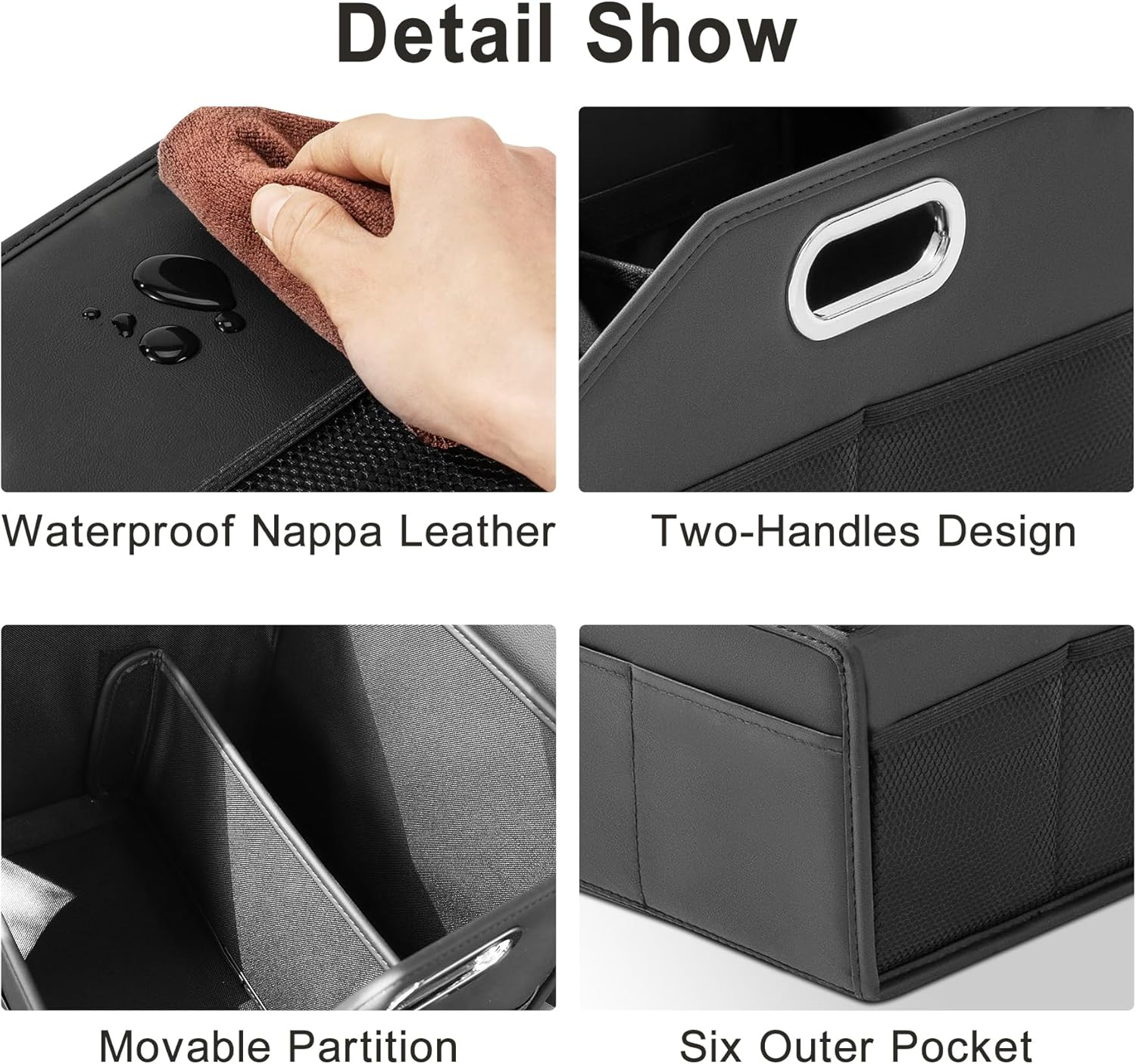 21L Car Seat Organizer for Back & Front Seats, Nappa Leather Car Trunk Storage Box with 8 Compartments 2 Carry Handles, Collapsible Multipurpose Automotive Cargo Organizer for Cars, SUV, Trucks image number 1