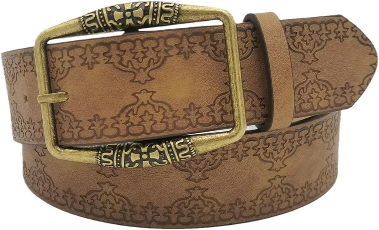 EMMIOL Studded Y2K Women Belts for Jeans, Ladies Leather Belt Trendy Goth Star with Silvery Buckle, Waist Belt Punk for Dress