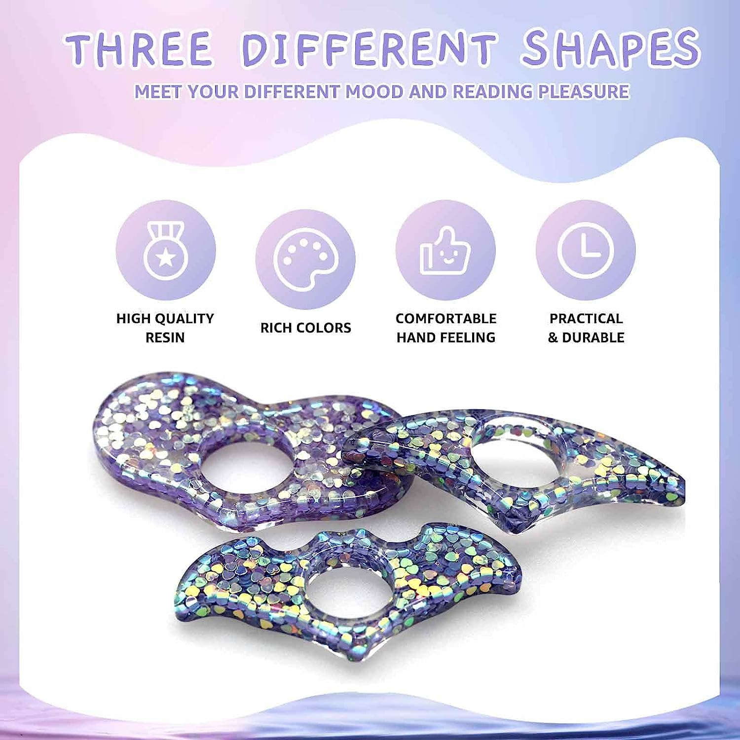 3 Pieces Book Page Holder, Betterjonny Page Holders for Reading Thumb Book Holder, Handmade Resin Holders Light Weight Book Opener Bookmarks Book Reading Accessories for Teachers Book Lovers - A image number 3