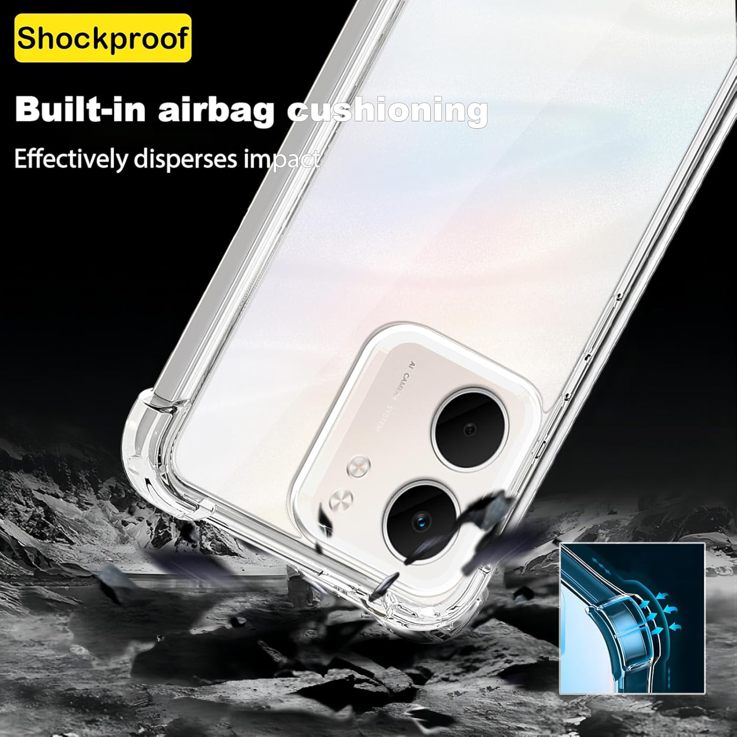 USTIYA 2-Pack Screen Protector + Case for Oppo A5X 4G/5G Protection Tempered Glass Film, HD Clear Cover