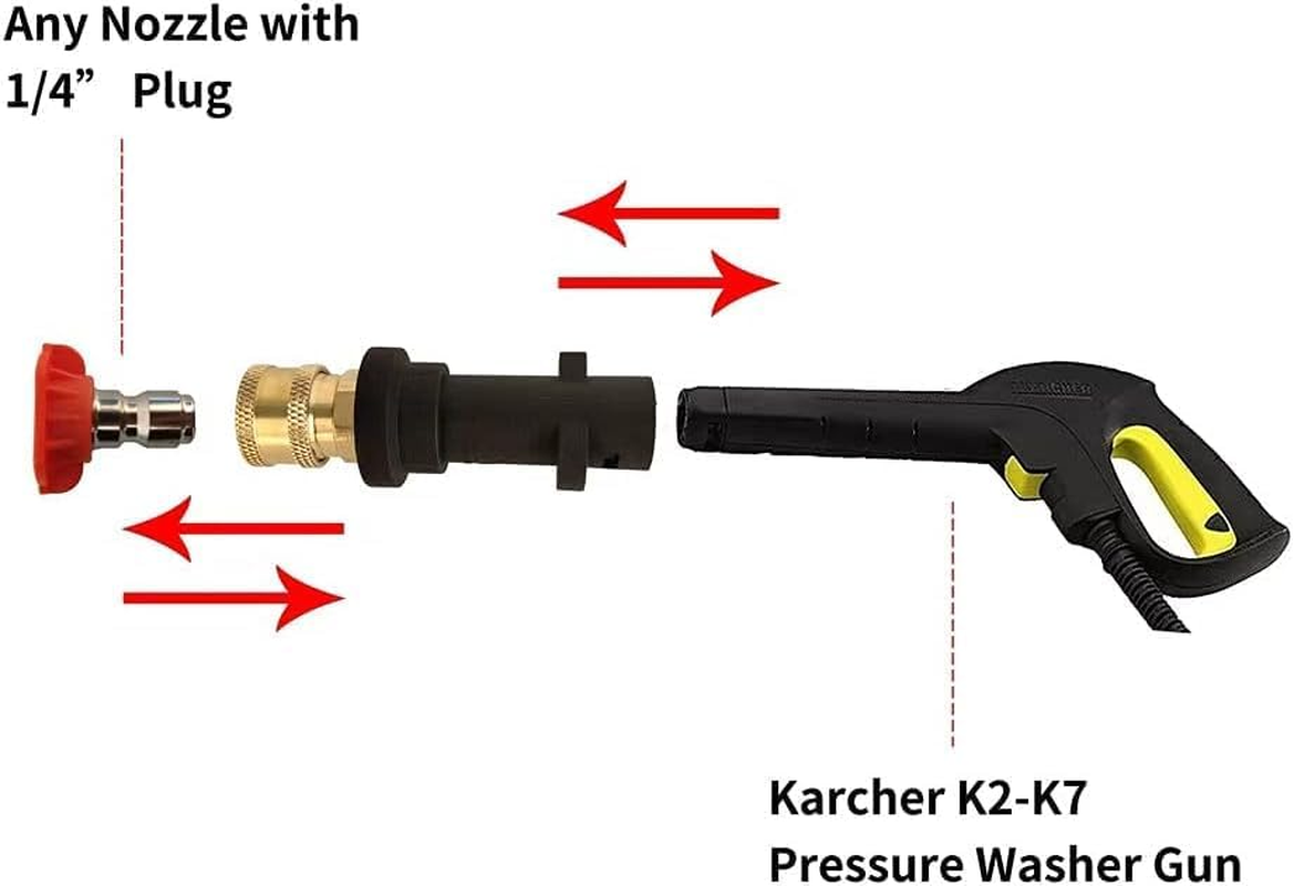 Xkey Pressure Washer Gun Adapter, 1/4" Spray Nozzle Tips Sets Brass Female Quick Connector for Karcher K2 K3 K4 K5 K6 K7 image number 5