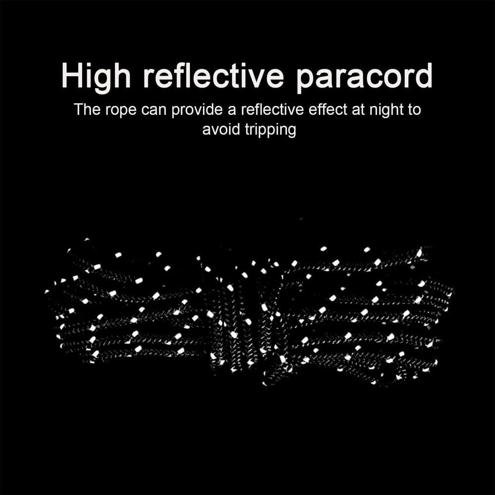 8PCS Reflective Tent Guy Ropes with Aluminium Tensioner, 4Mm X 4M Heavy Duty Camping Rope for Tent and Tarp and Outdoor, High Visibility Paracord Guyline Green image number 2