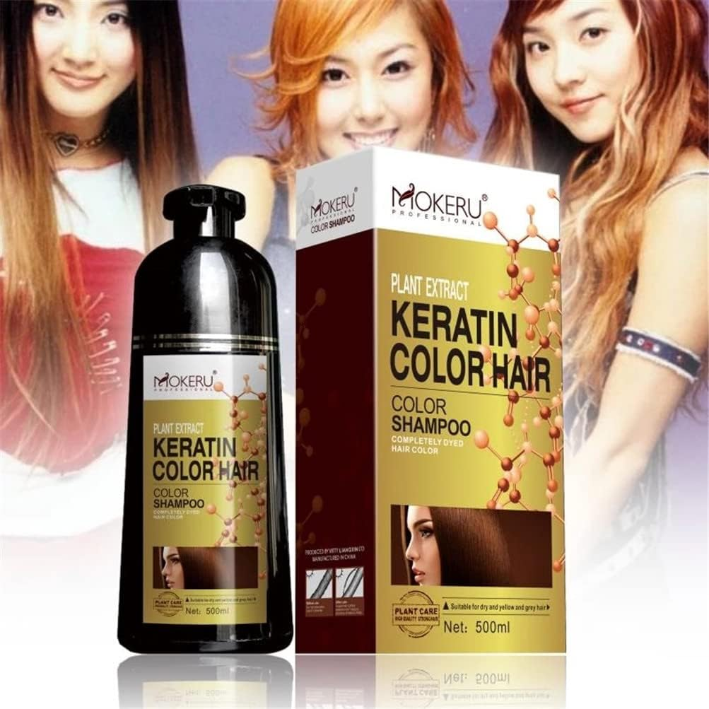 500Ml Herbal Natural Black Hair Color Shampoo Keratin Long Lasting Fast Hair Dye Shampoo for Women Men Brown Color Dye for Men and Women, Regain Youth for Your Hair (Dark Brown) image number 2