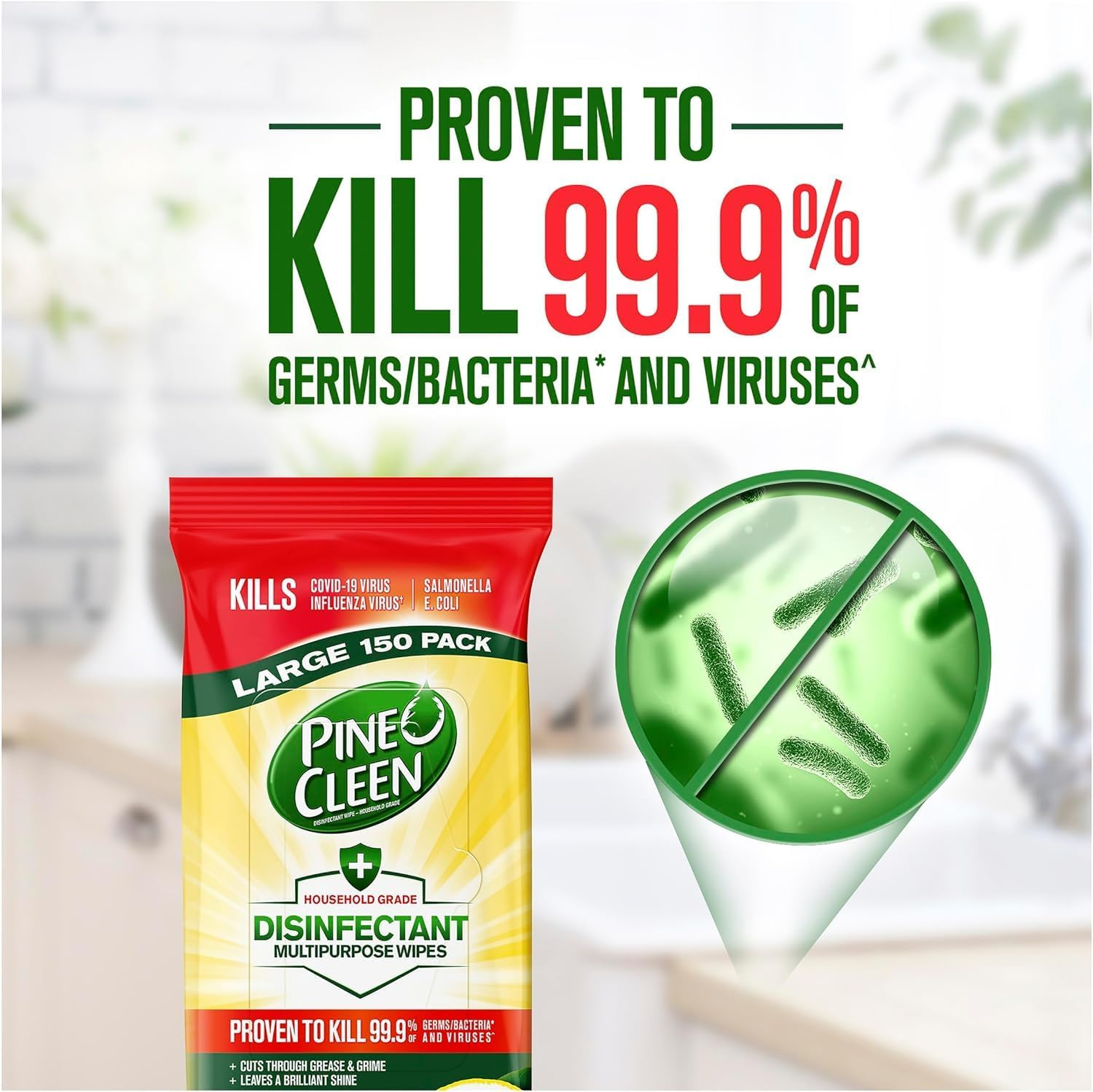 Pine O Cleen Disinfectant Biodegradable Multipurpose Wipes, Lemon Lime, 504 Wipes image number 2