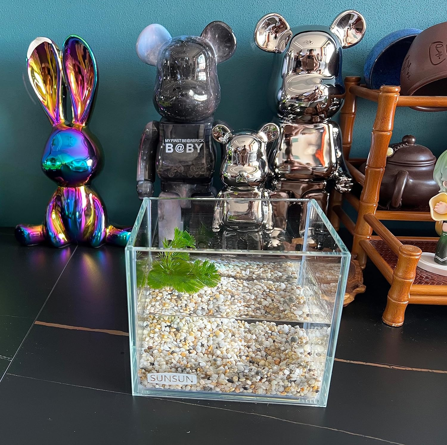 AWXZOM Small Nano Tall Rimless Tank, Small Glass Fish Tank, Small Betta Fish Tank, Small Aquarium, Min Fish Bowl, Betta Tank (0.7 Gallon 5.9''X4.3''X5.1'') image number 5