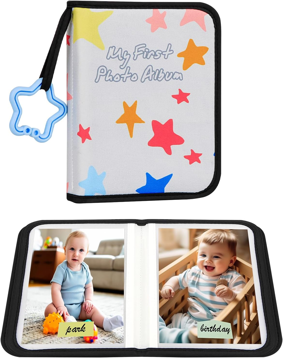 Baby'S My First Photo Album for Baby Holds 21 4X6 Photos, Baby Photo Album Soft Cloth Family Book, My First Family Album for 4X6 Baby Shower Kids Toddlers Family Pictures, Toddler Photo Album (White)