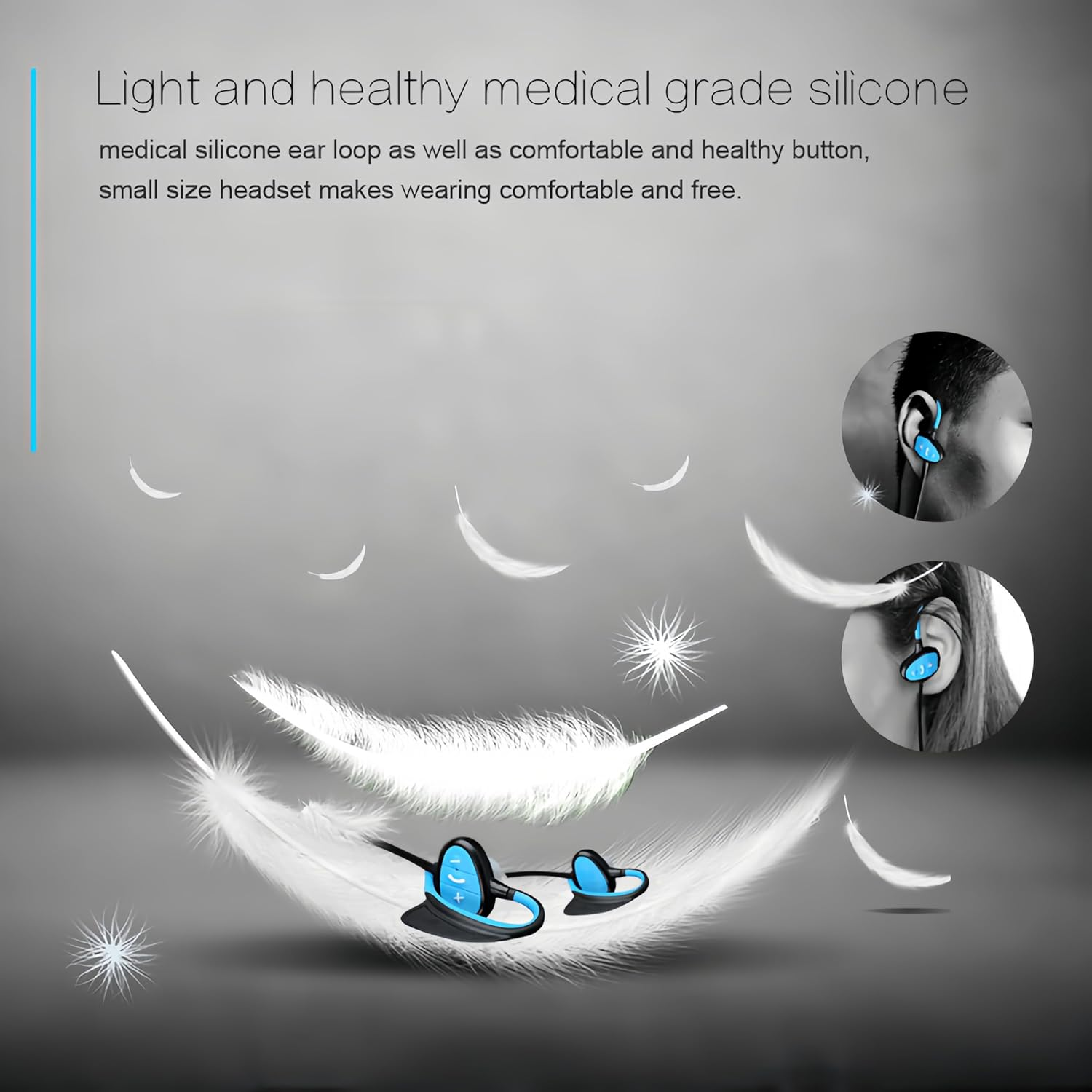 Bewinner Wireless Swimming Headphones - IPX8 Waterproof Bluetooth Underwater Headphones with Smart Voice Prompt & Noise Reduction for Surfing Diving (Green) image number 3