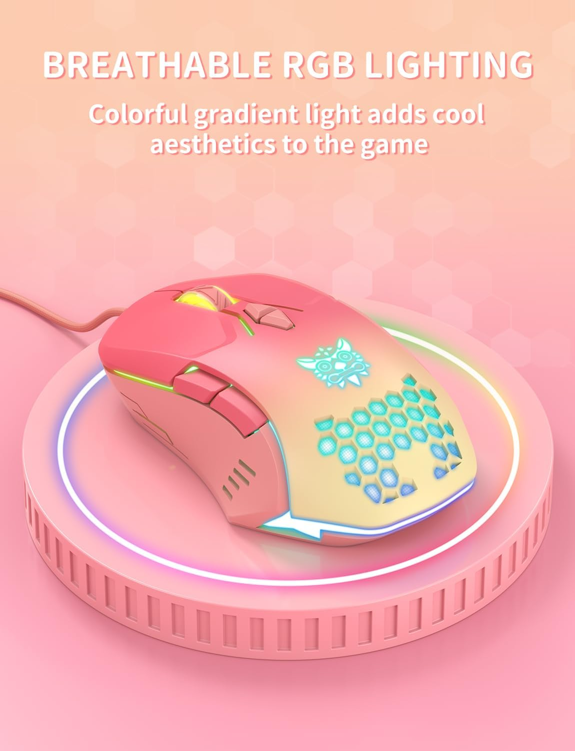 Gaming Mouse, Wired PC Entry Level Mouse with RGB Backlit and Adjustable DPI, Ergonomic Office Laptop Mouse, Computer Gamer Mouse with 7 Responsive Buttons for Windows/Mac/Linux/Chrome image number 3