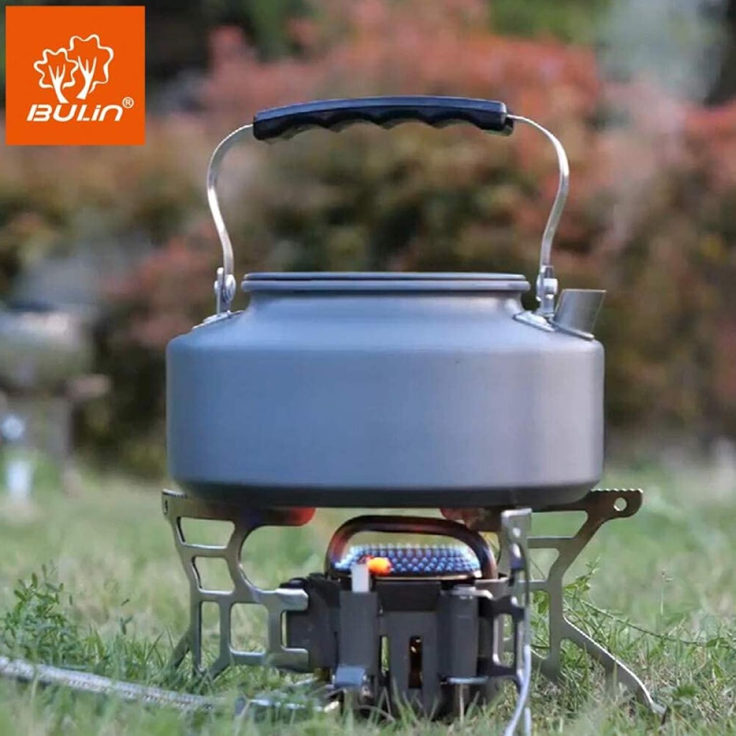 Bulin 1.6L/2.2L Camping Kettle Aluminum Alloy Open Campfire Coffee Tea Pot Fast Heating Outdoor Gear for Boiling Water Ultralight Portable Hiking Picnic Travel - Black-1.6L image number 7