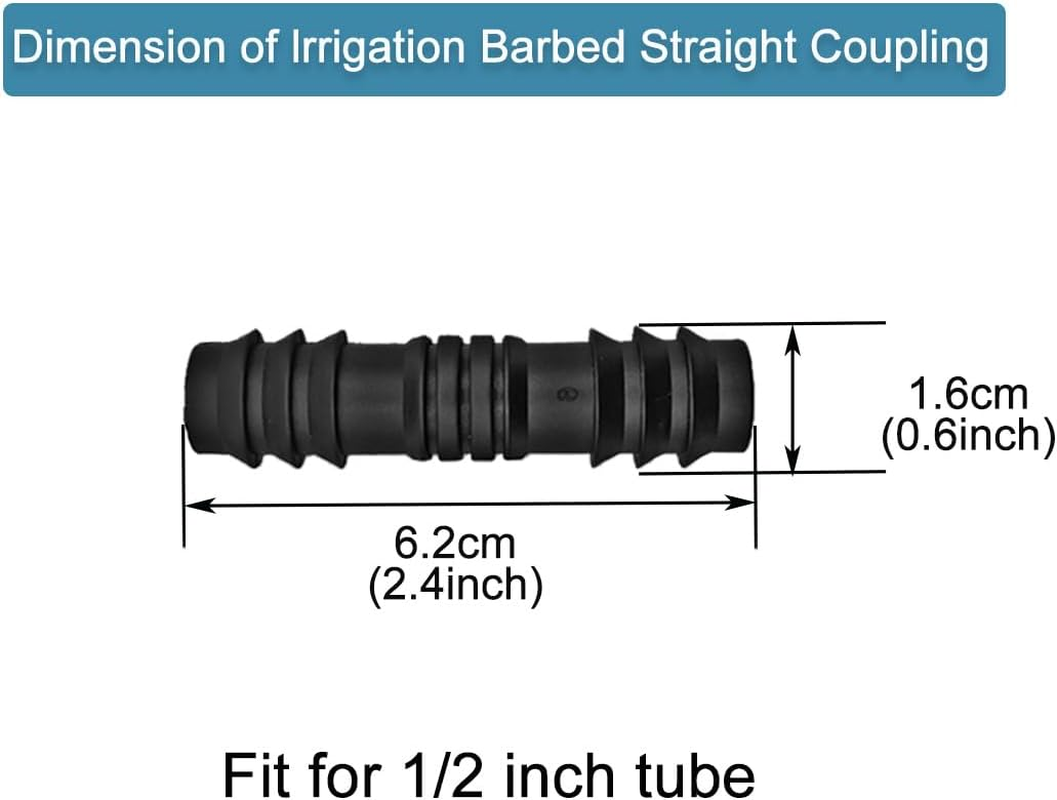 13 Mm (1/2 Inch) Pipe/Hose Irrigation Connectors, Garden Irrigation Fittings, Soaker Hose Connectors, 8 Pcs Straight image number 1