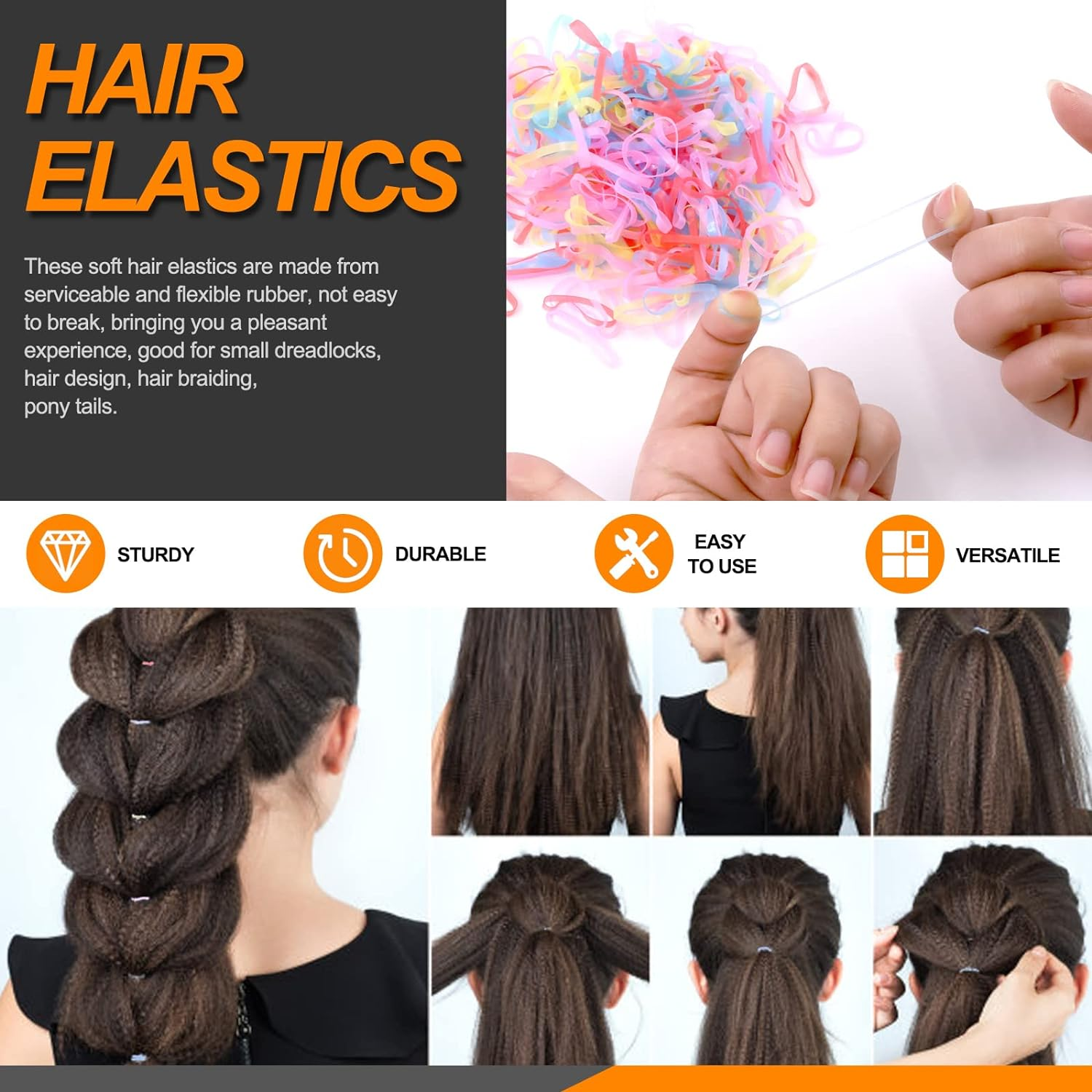 Rustark 68Pcs Baby Girls Hair Clips Cute Hair Barrettes Accessories with 260Pcs Rubber Bands Set Colourful Lovely Rainbows Fruits Dessert Flowers Butterfly Assorted Hair Clips for Girls Toddlers Kids Hair Accessories image number 1